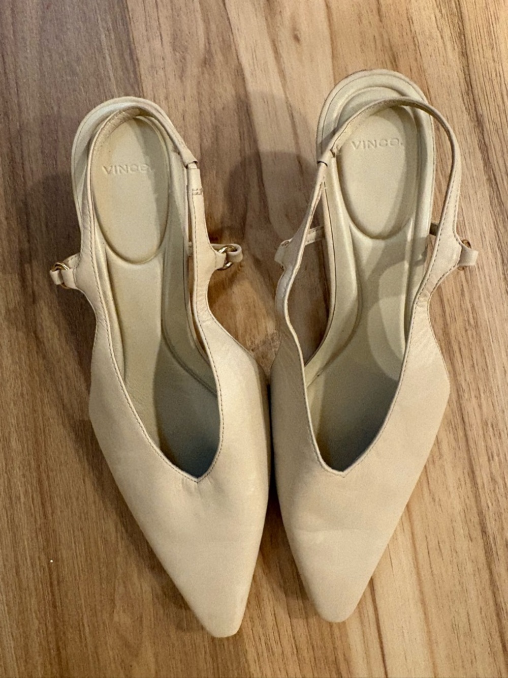 Vince Beige Slingback Pointed Toe Heels